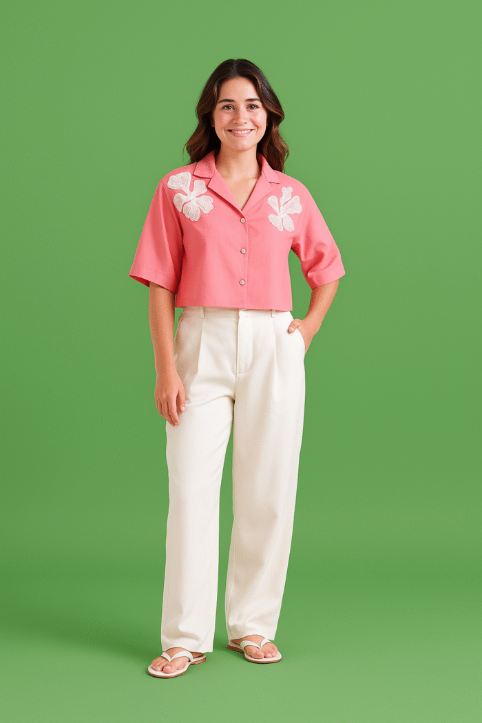 Embroidered Super Cropped Shirt